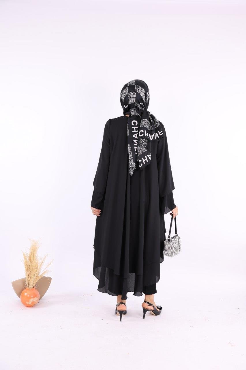 Siyah Şifon Kat Tunik 