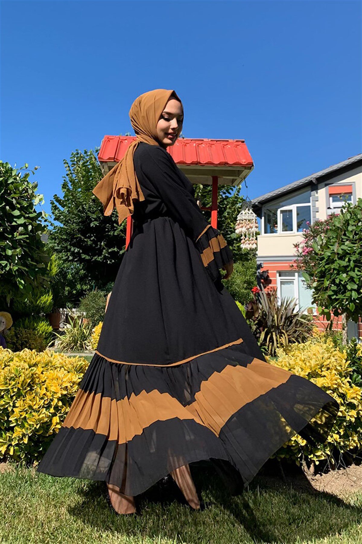Siyah Taba Abaya Takım 
