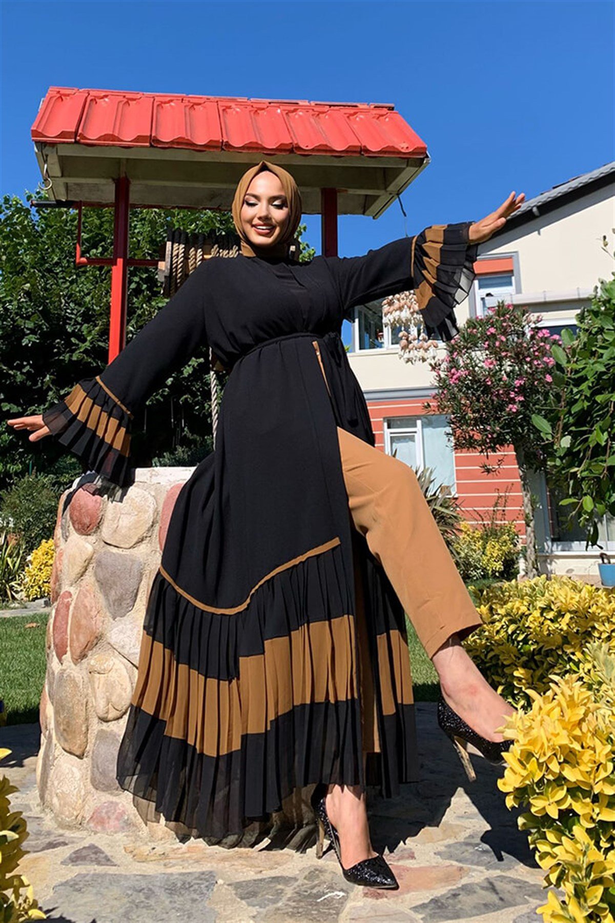 Siyah Taba Abaya Takım 