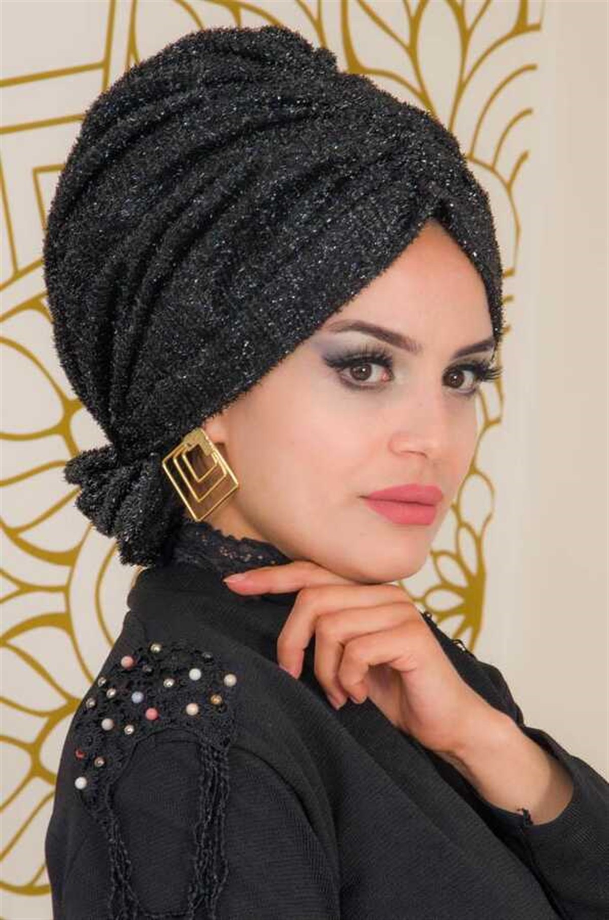 Siyah Tokalı  Abiye Tokalı Bone