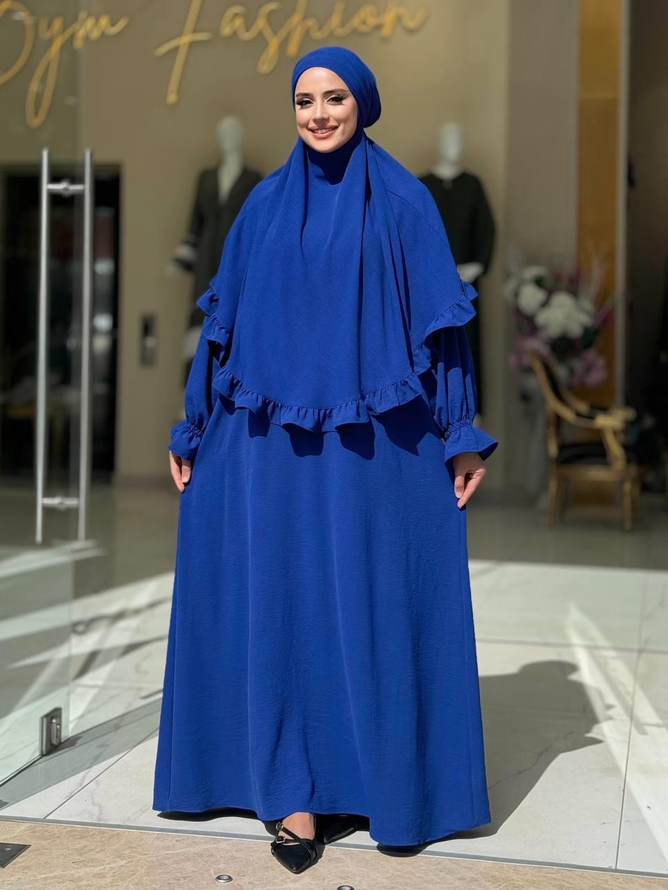 Sufleli Namaz Elbisesi Saks Mavi