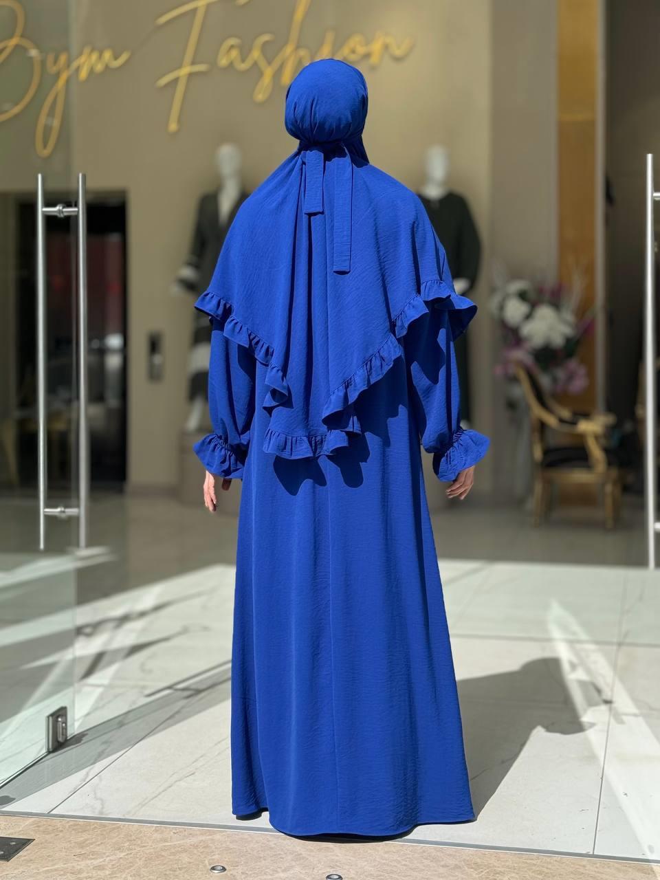 Sufleli Namaz Elbisesi Saks Mavi