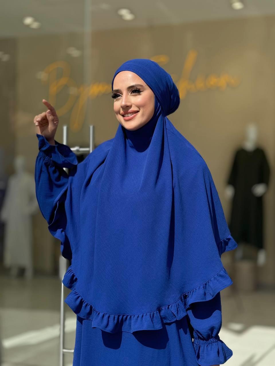 Sufleli Namaz Elbisesi Saks Mavi