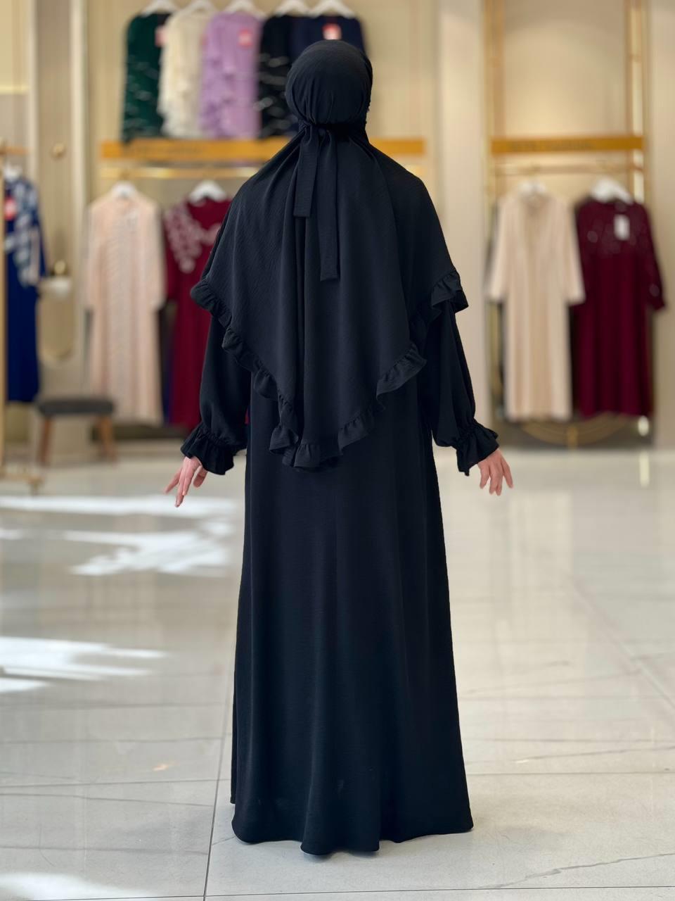 Sufleli Namaz Elbisesi Siyah