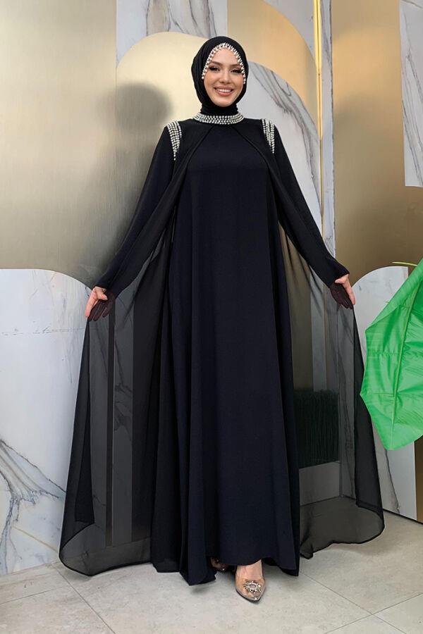 Taş Detay Elbise Siyah