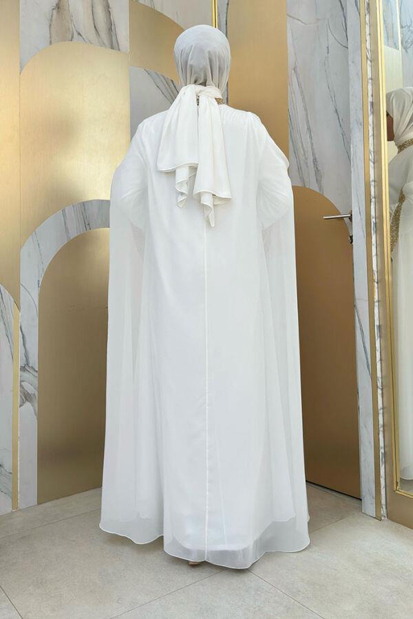 TAŞ İŞLEMELİ PELERİN TAKIM EKRU 