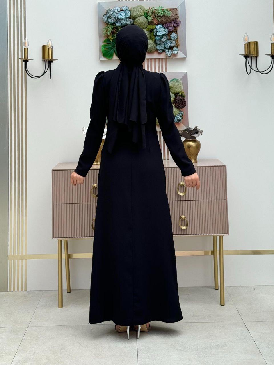 Taşlı Abiye Elbise Siyah