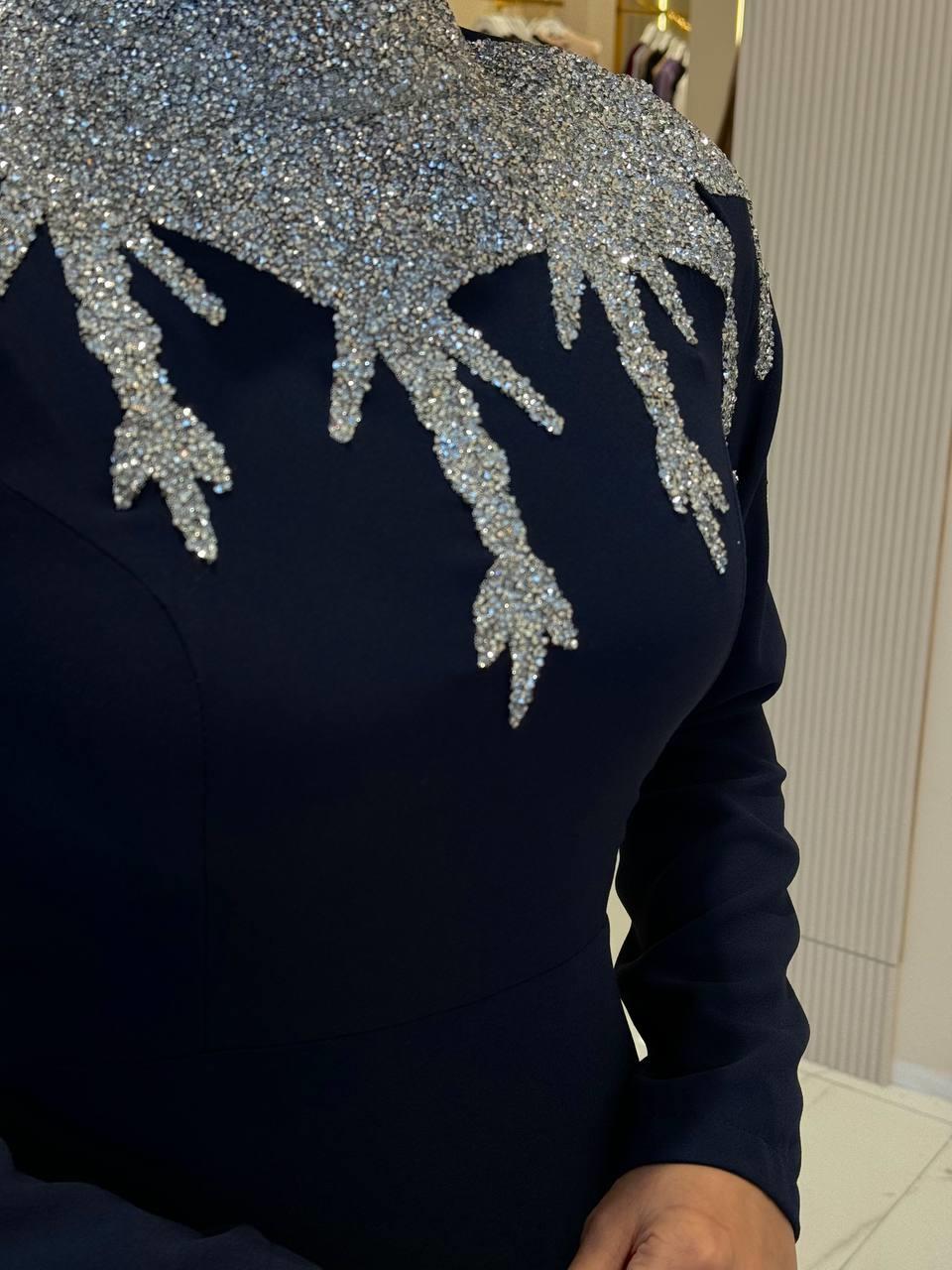 Taşlı Abiye Lacivert