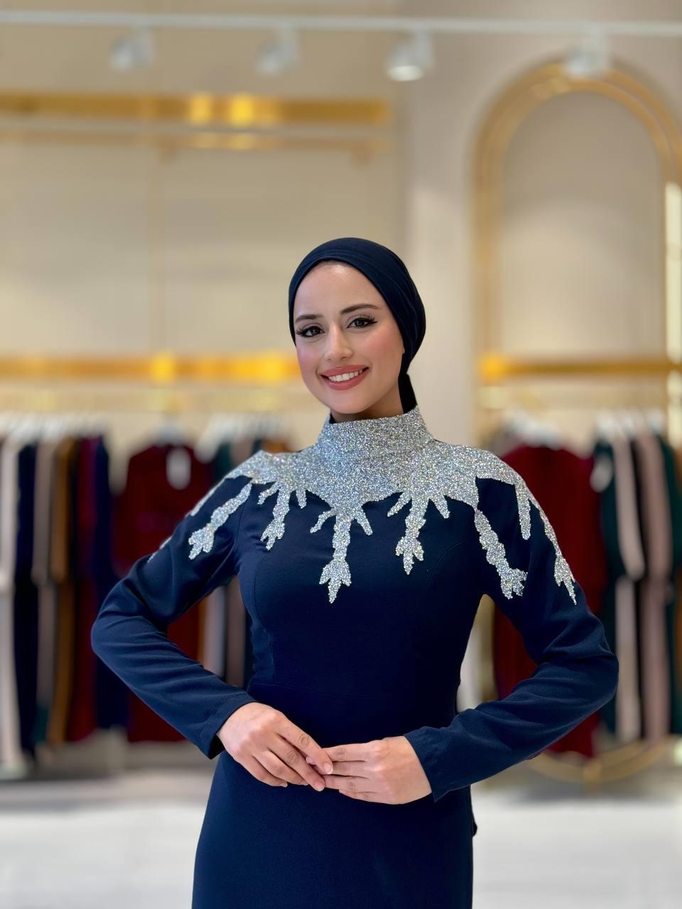 Taşlı Abiye Lacivert