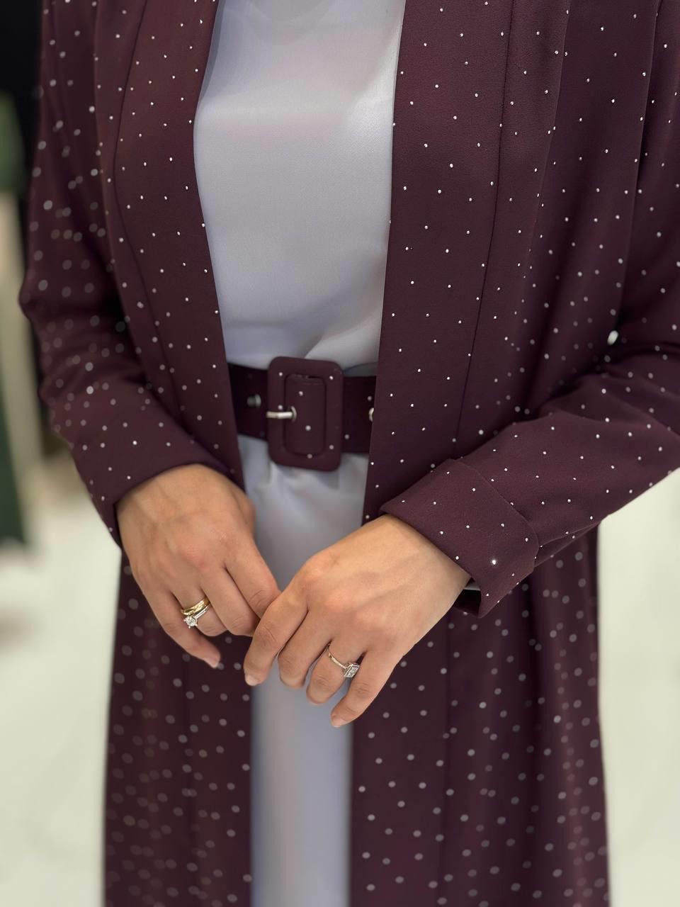 Taşlı Abiye Takim Bordo 