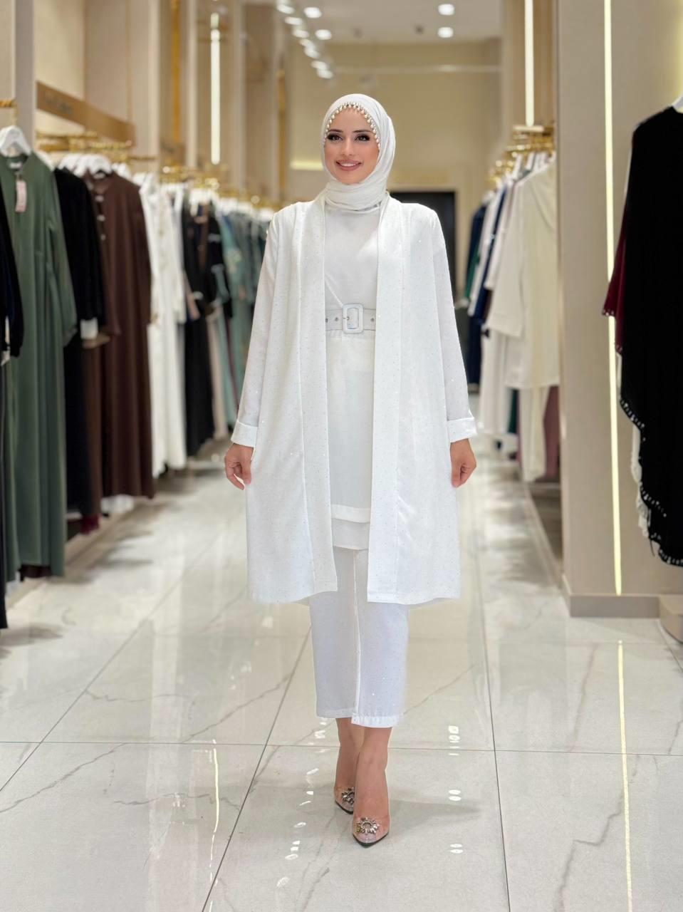 İşlemeli Abiye Elbise ve Şal Takım Ekru