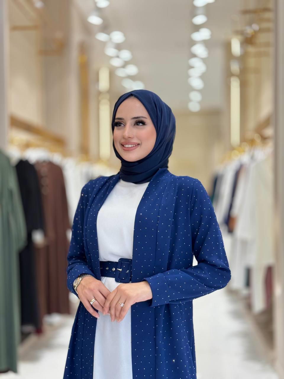 Taşlı Abiye Takim Lacivert