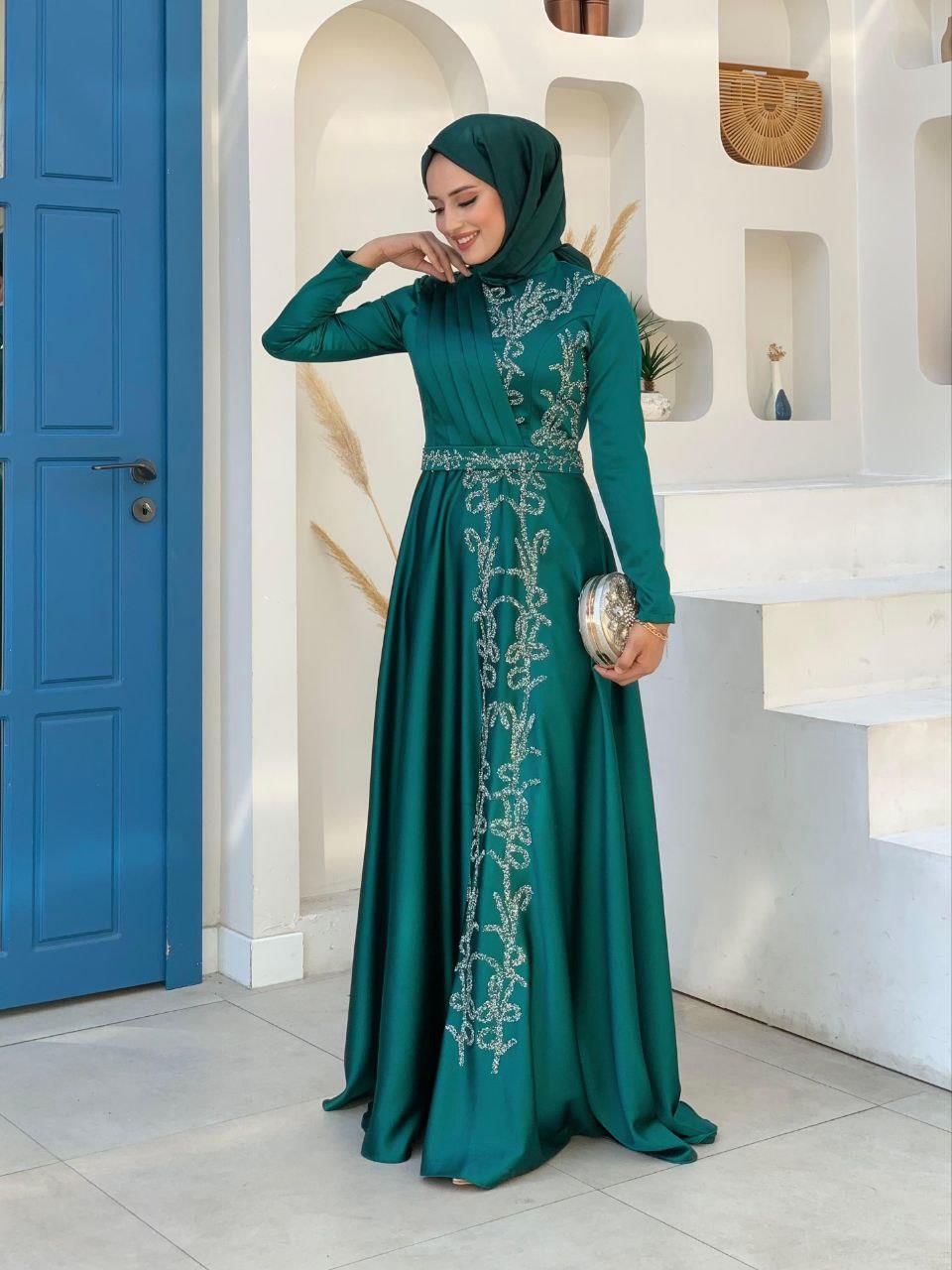 Taş Detaylı Elbise Vizon