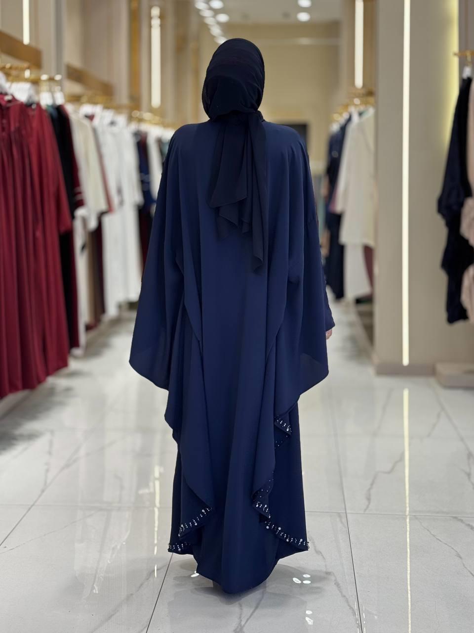 Taşlı Yarasakol Elbise Lacivert