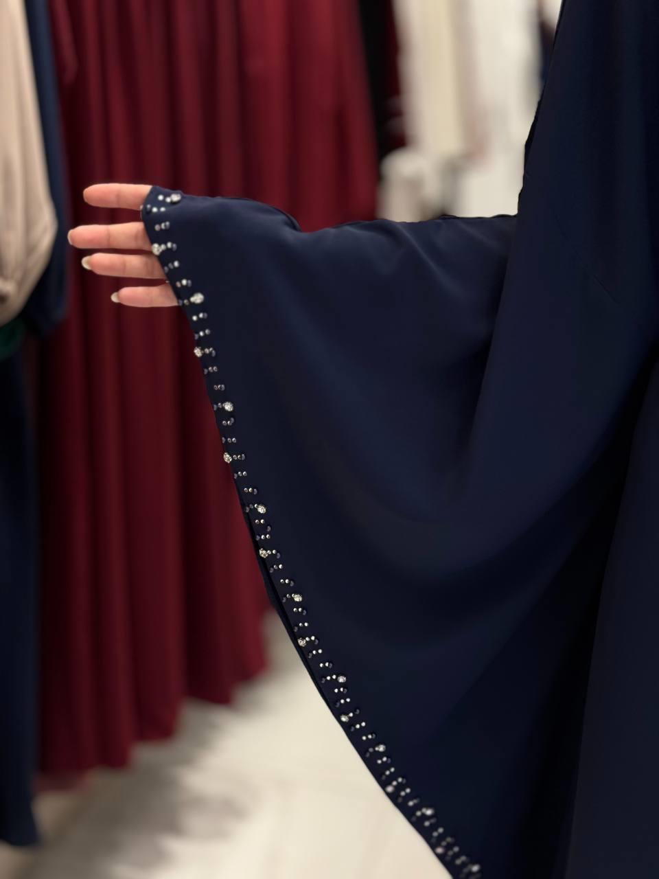 Taşlı Yarasakol Elbise Lacivert