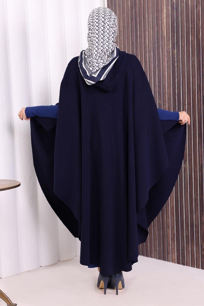 Triko Düğmeli Panço Lacivert 