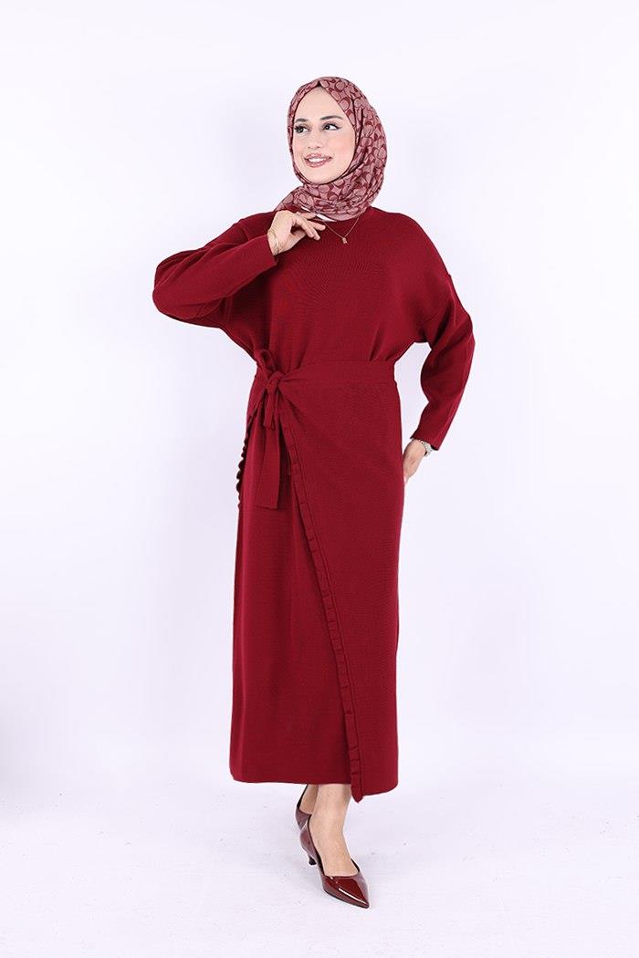 Triko Elbise Bordo