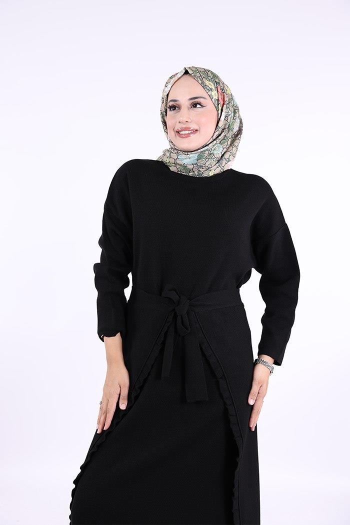Triko Elbise Siyah