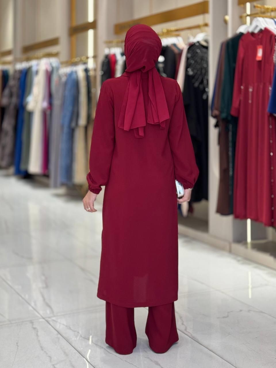 Tunik Pantolon İkili Takim Bordo 