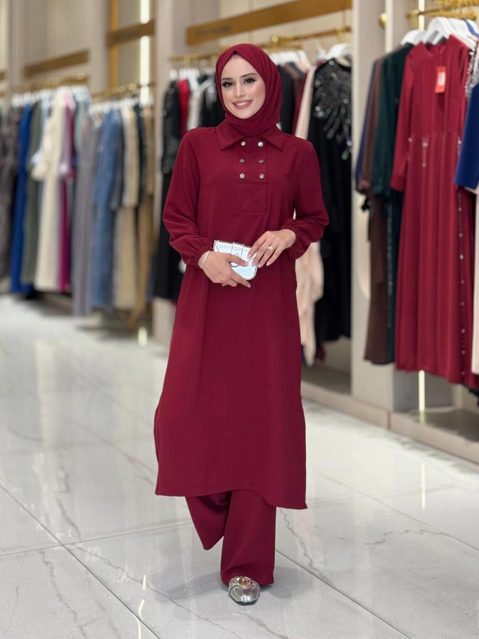 Tunik Pantolon İkili Takim Bordo 