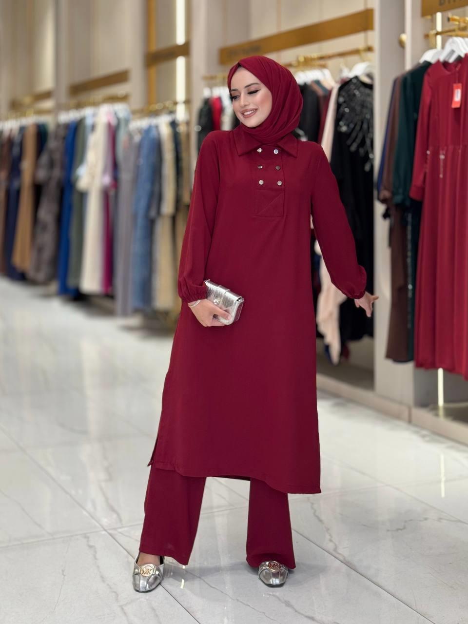 Tunik Pantolon İkili Takim Bordo 