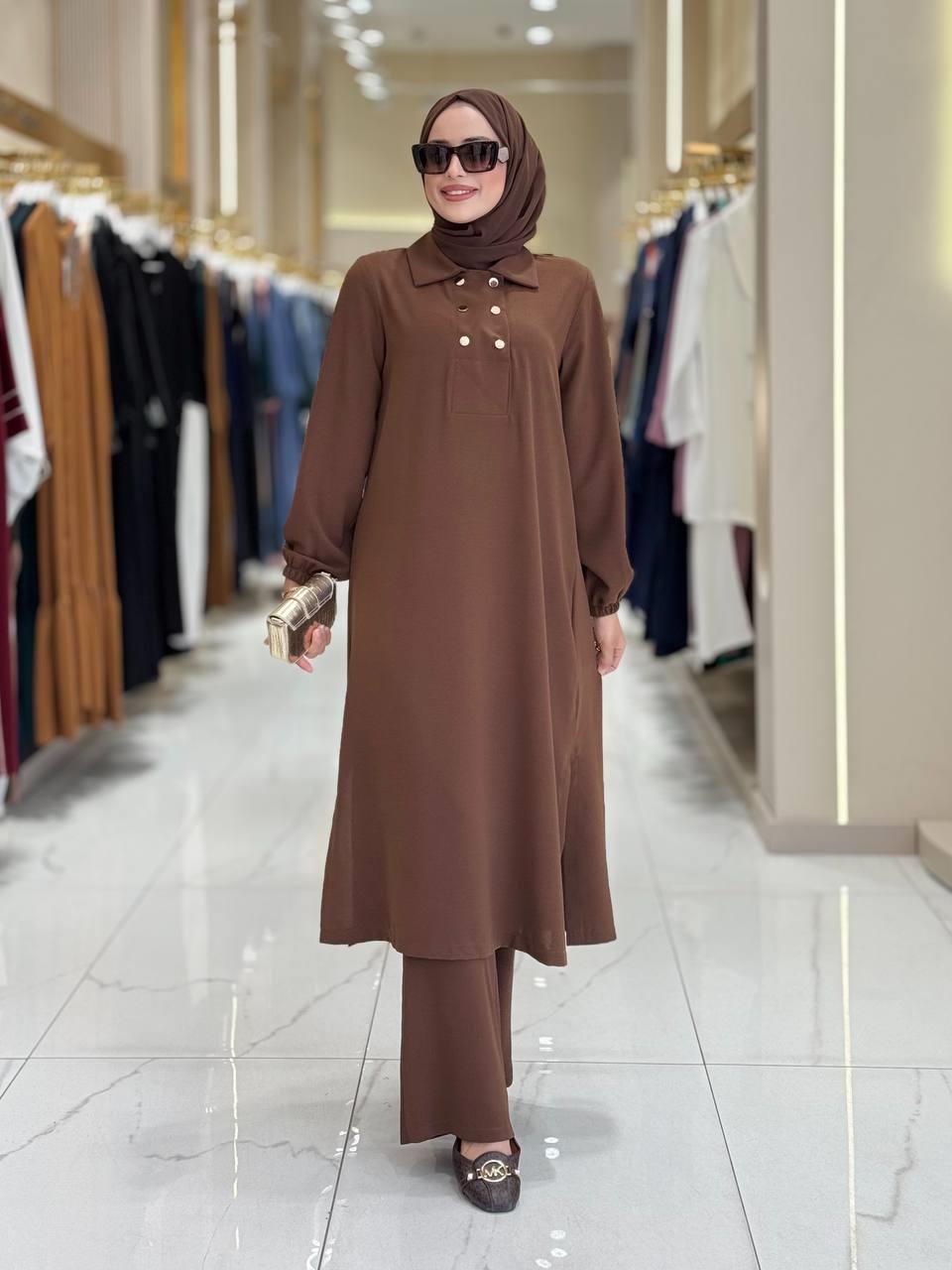 Tunik Pantolon İkili Takim Kahverengi 