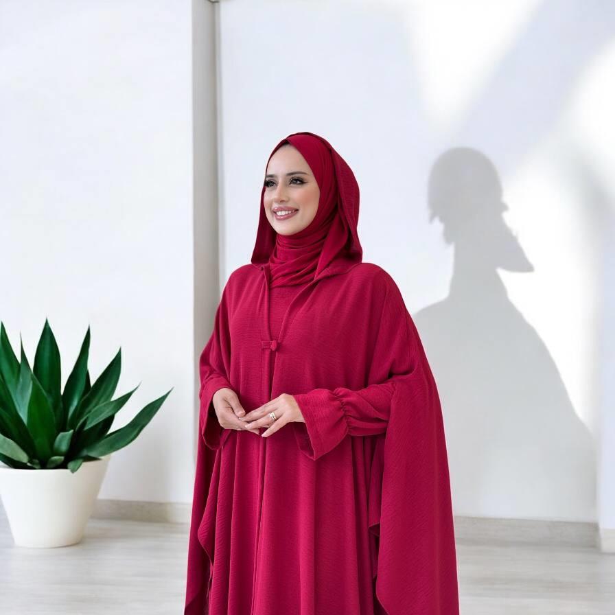 Tunik, Pantolon ve Abaya Üçlü Takım Bordo