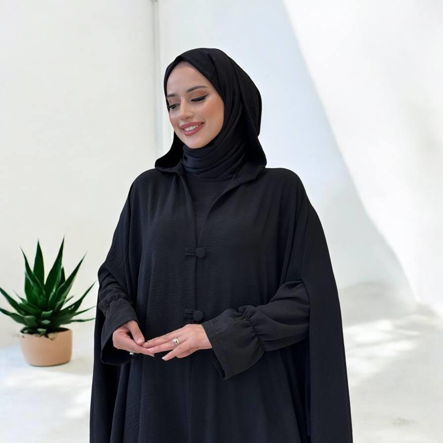 Tunik, Pantolon ve Abaya Üçlü Takım Siyah