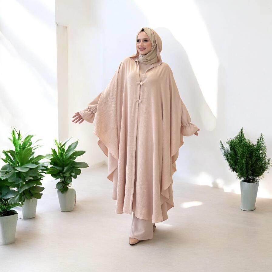 Tunik, Pantolon ve Abaya Üçlü Takım Taş 