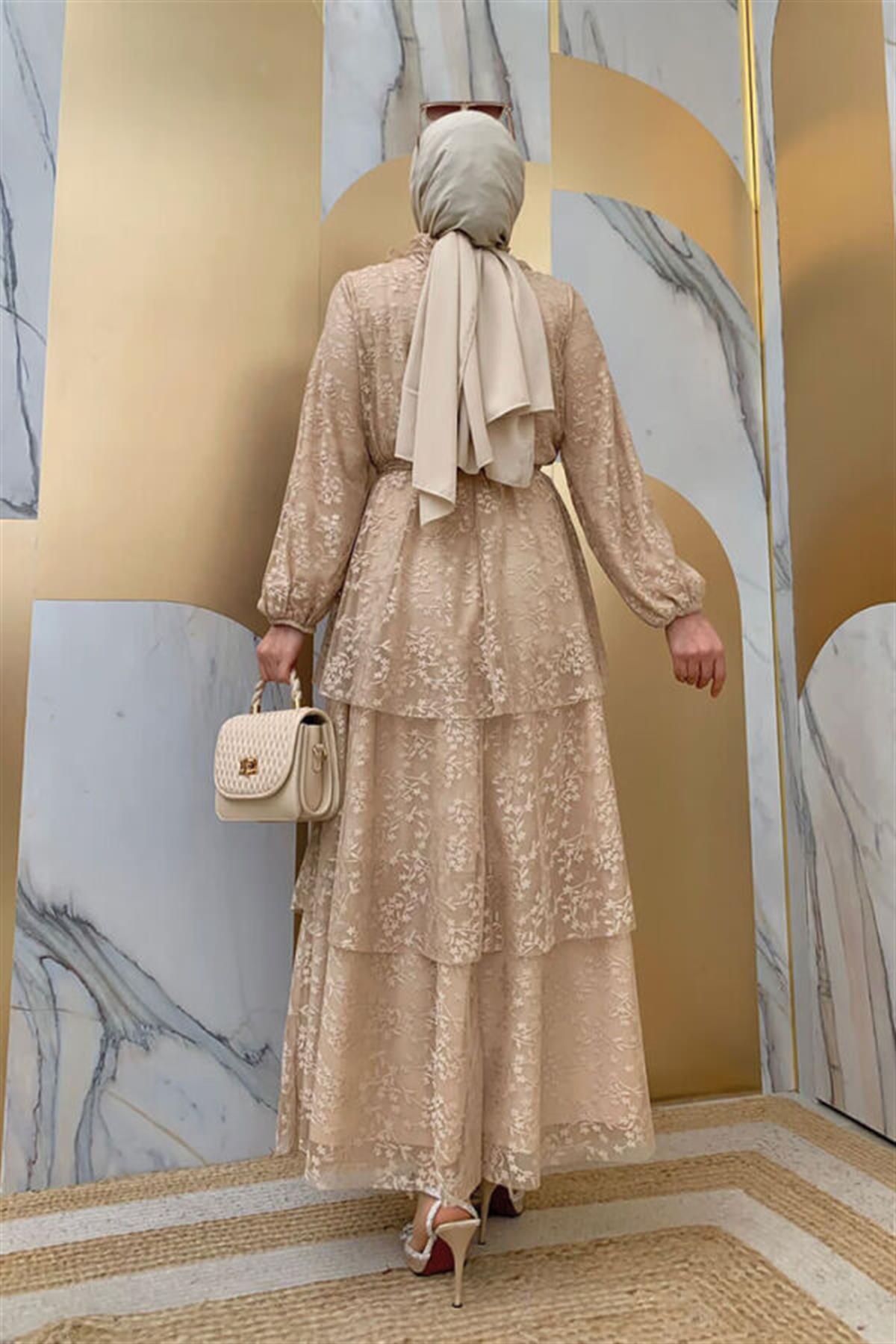 Vizon Dantel Kat Elbise 