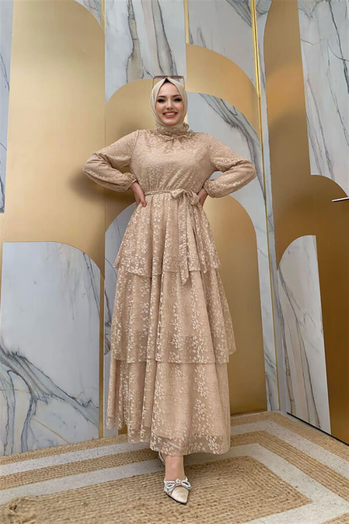 Vizon Dantel Kat Elbise 