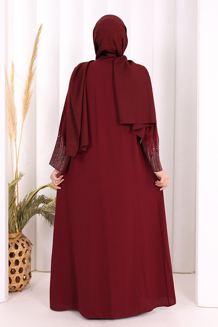 Yelekli Elbise Takım Bordo