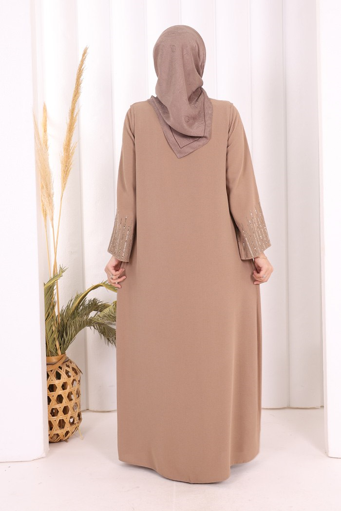 Yelekli Elbise Takım Vizon