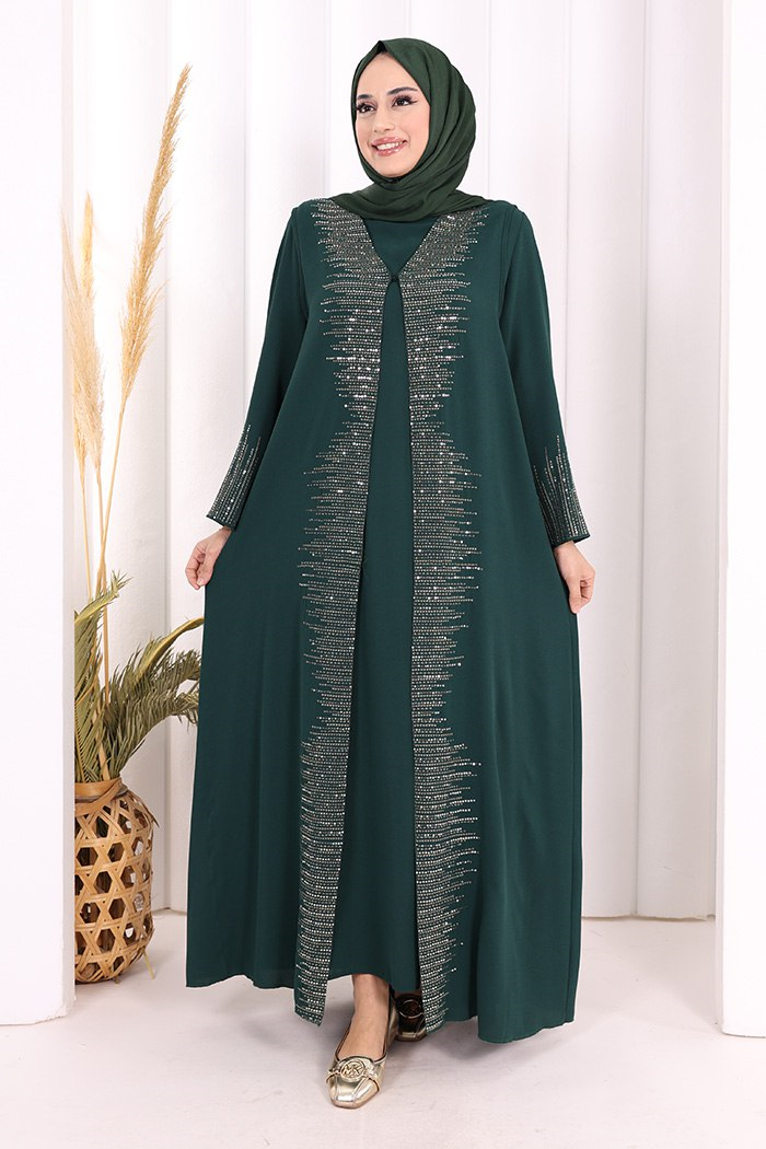 Yelekli Elbise Takım  Zümrüt