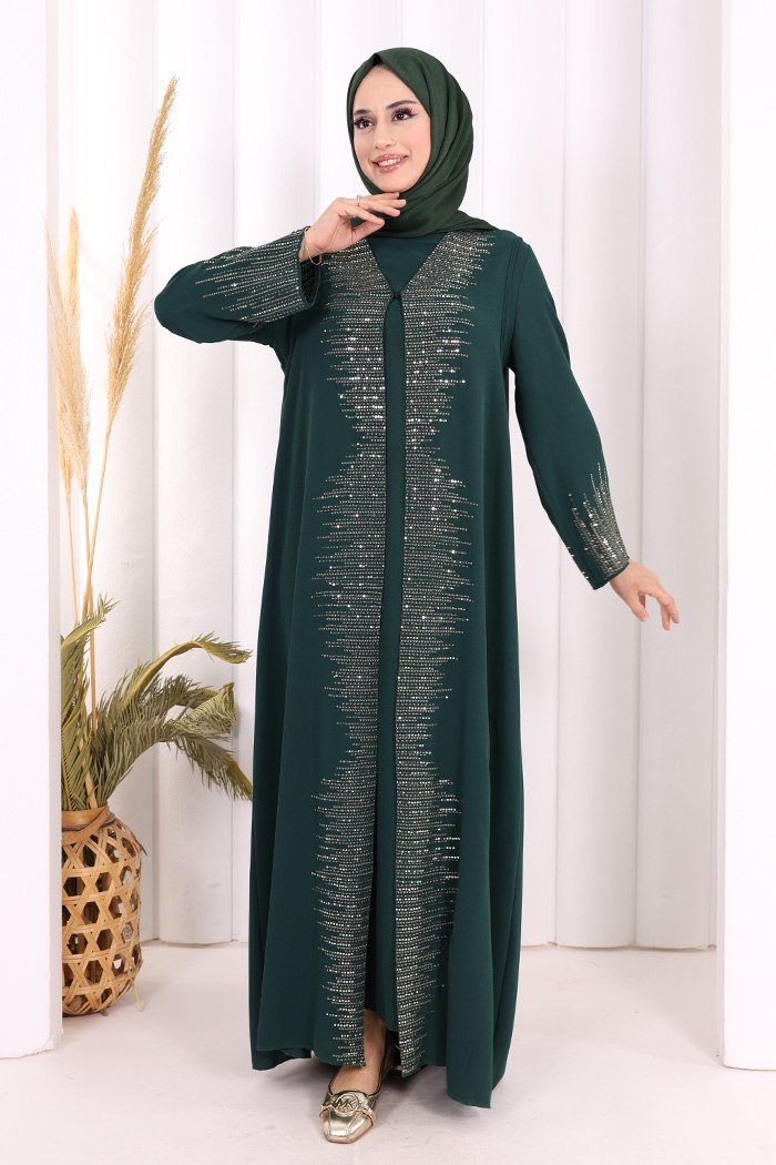Yelekli Elbise Takım  Zümrüt