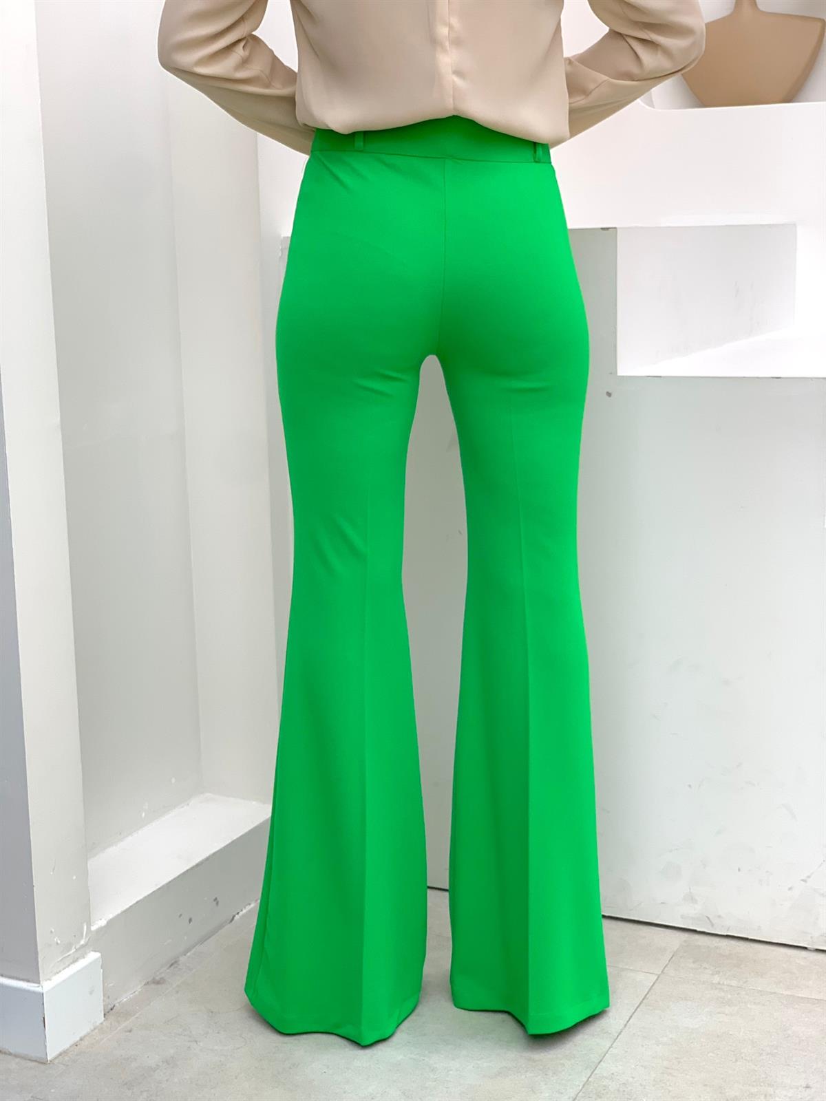 Yeşil İspanyol Paça Pantolon