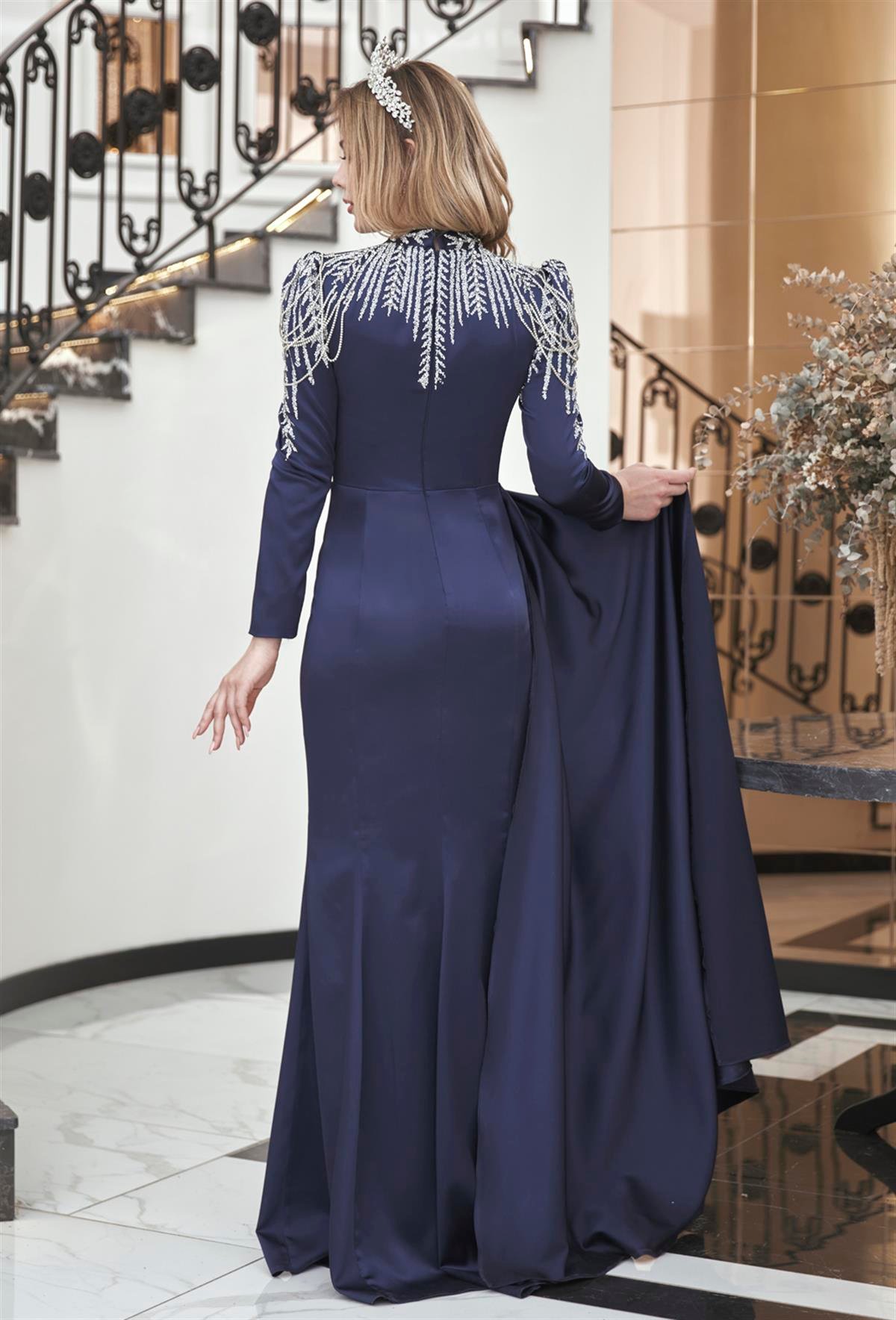 Zehra Tesettür Abiye Lacivert