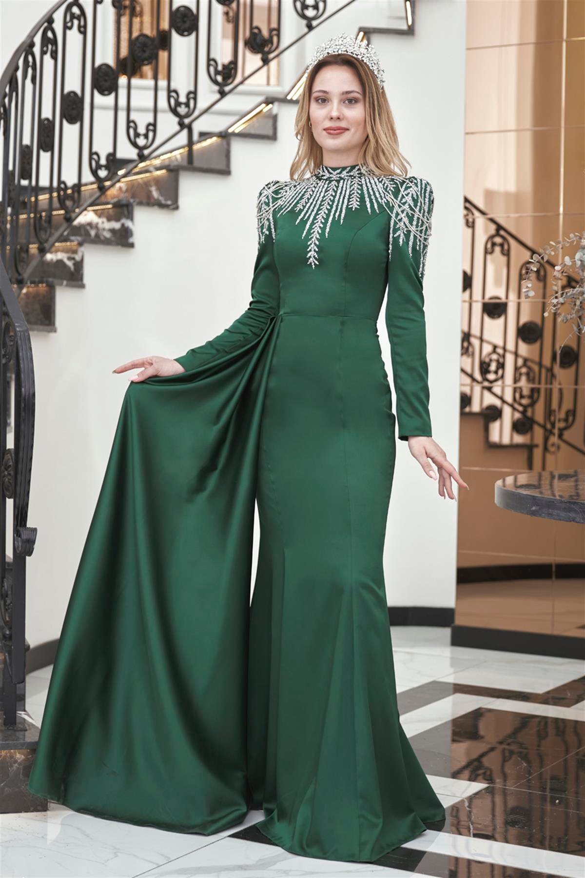 Zehra Tesettür Abiye Zümrüt