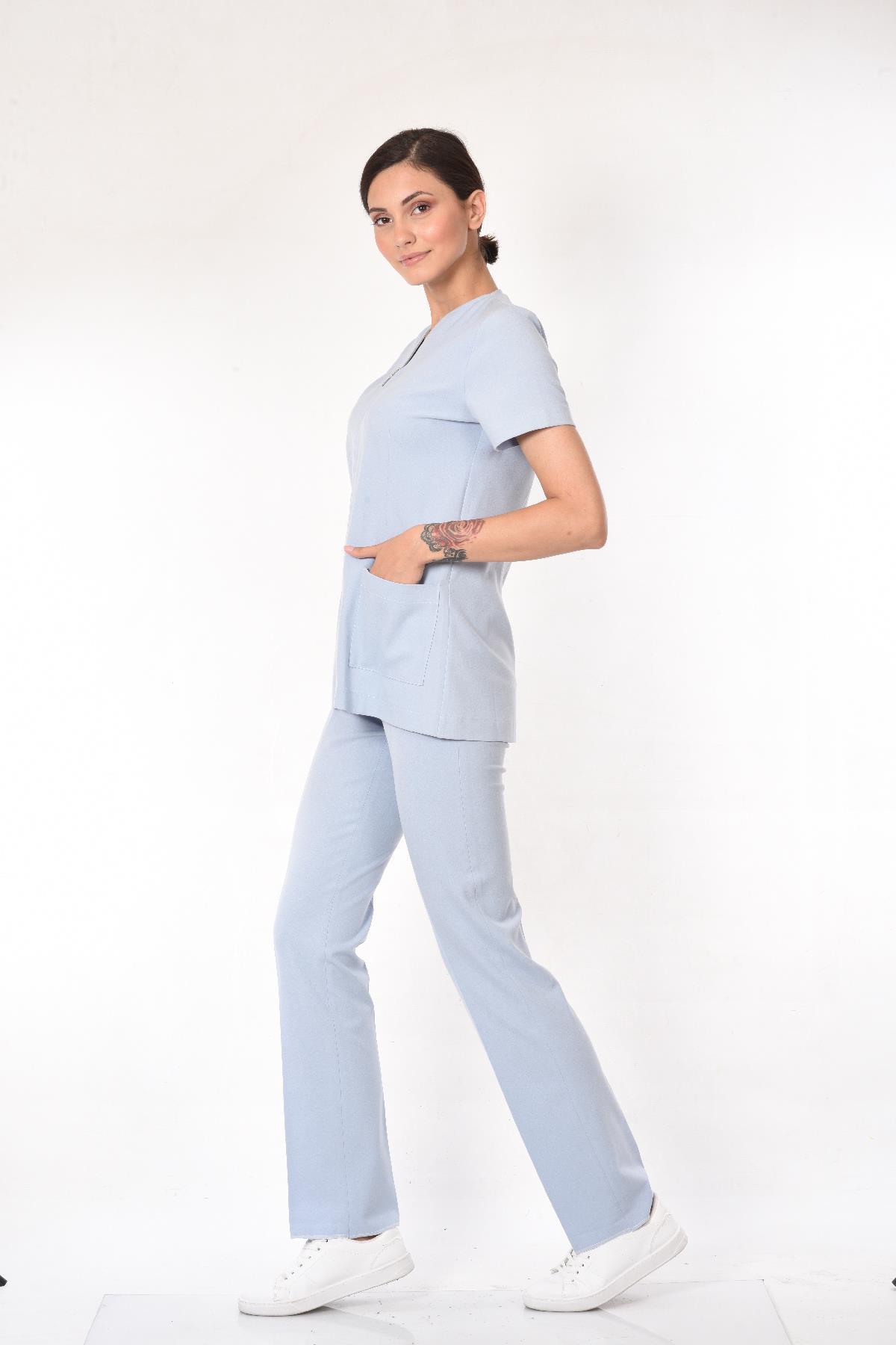DENİZ DOKTOR ÖNLÜĞÜ ECZACI ÖNLÜĞÜ HEMŞİRE ÖNLÜĞÜ ESTETİSYEN ÖNLÜĞÜ BUZ MAVİSİ TAKIM