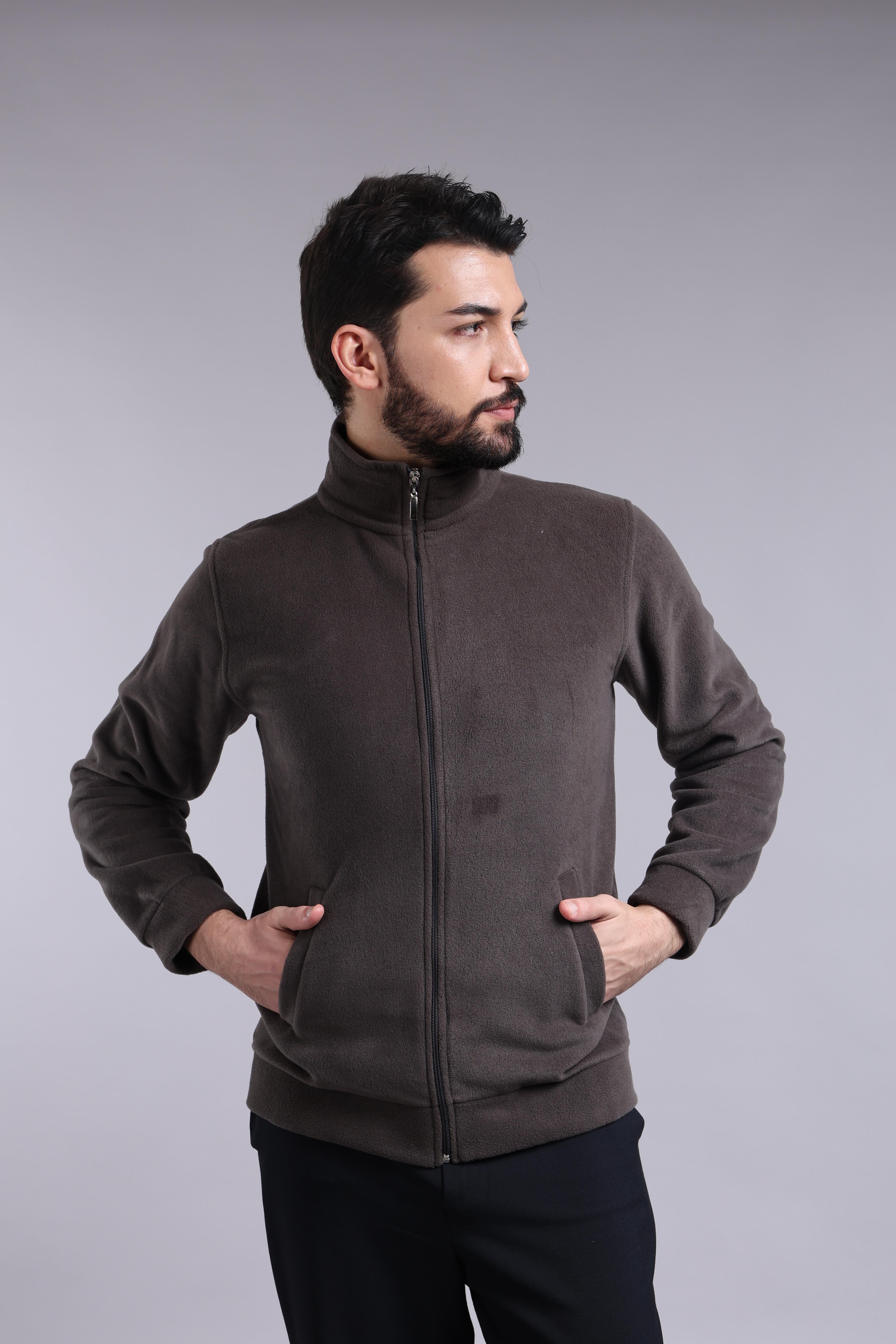 Unisex Ön Fermuarlı Antrasit Polar 