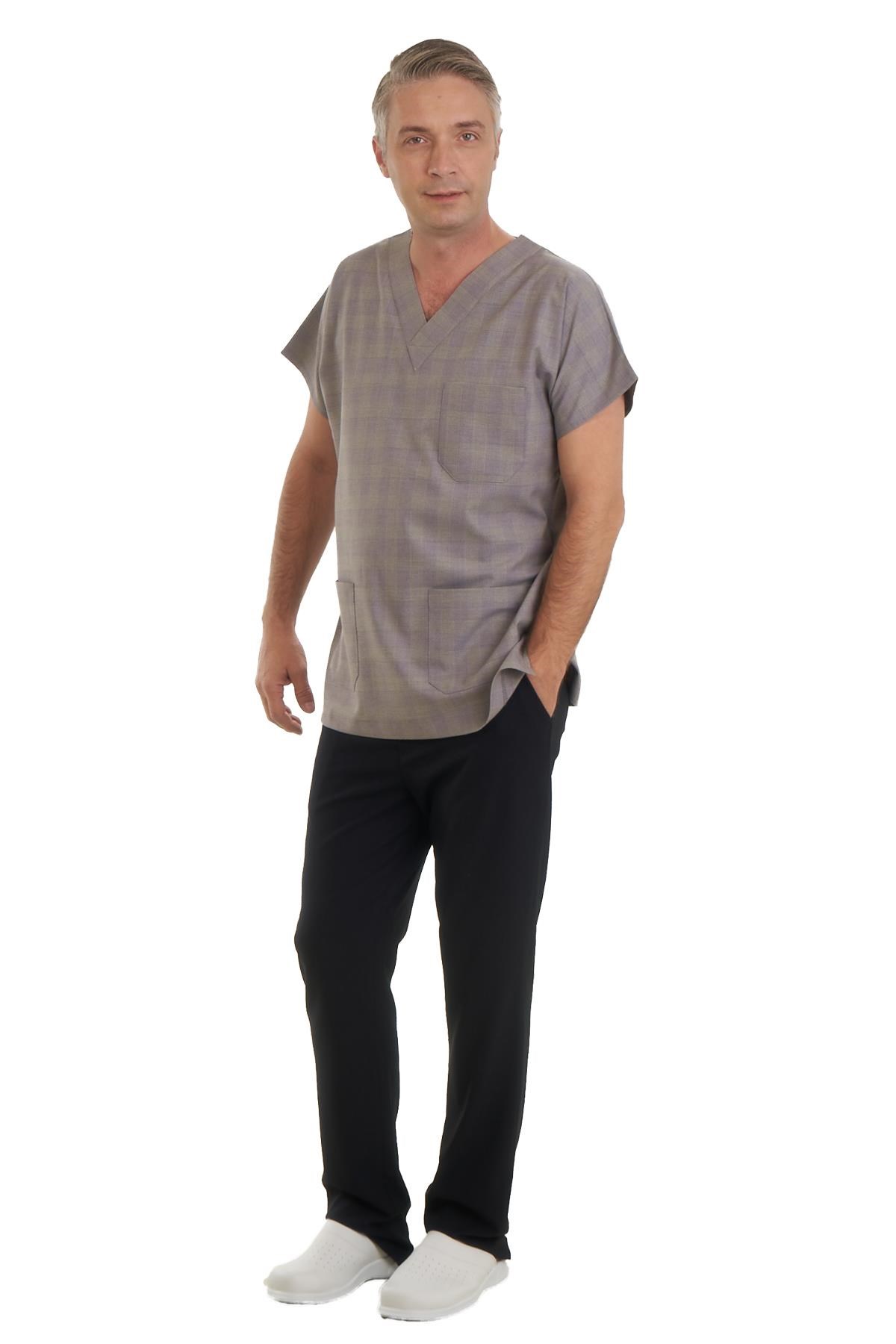 V YAKA DOKTOR ÖNLÜĞÜ ECZACI ÖNLÜĞÜ LABORANT ÖNLÜĞÜ HEMŞİRE ÖNLÜĞÜ ESTETİSYEN ÖNLÜĞÜ FUŞYA KISA KOL ERKEK ÖNLÜK