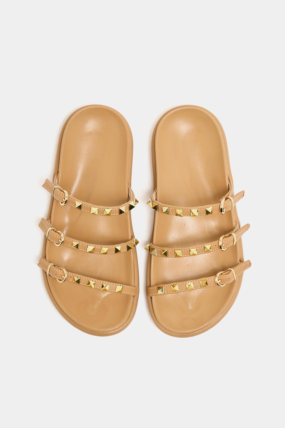 Gold Zımba Detaylı Trend Terlik Vizon