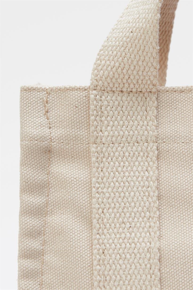 Krem Kadın Kanvas Mini Tote Çanta