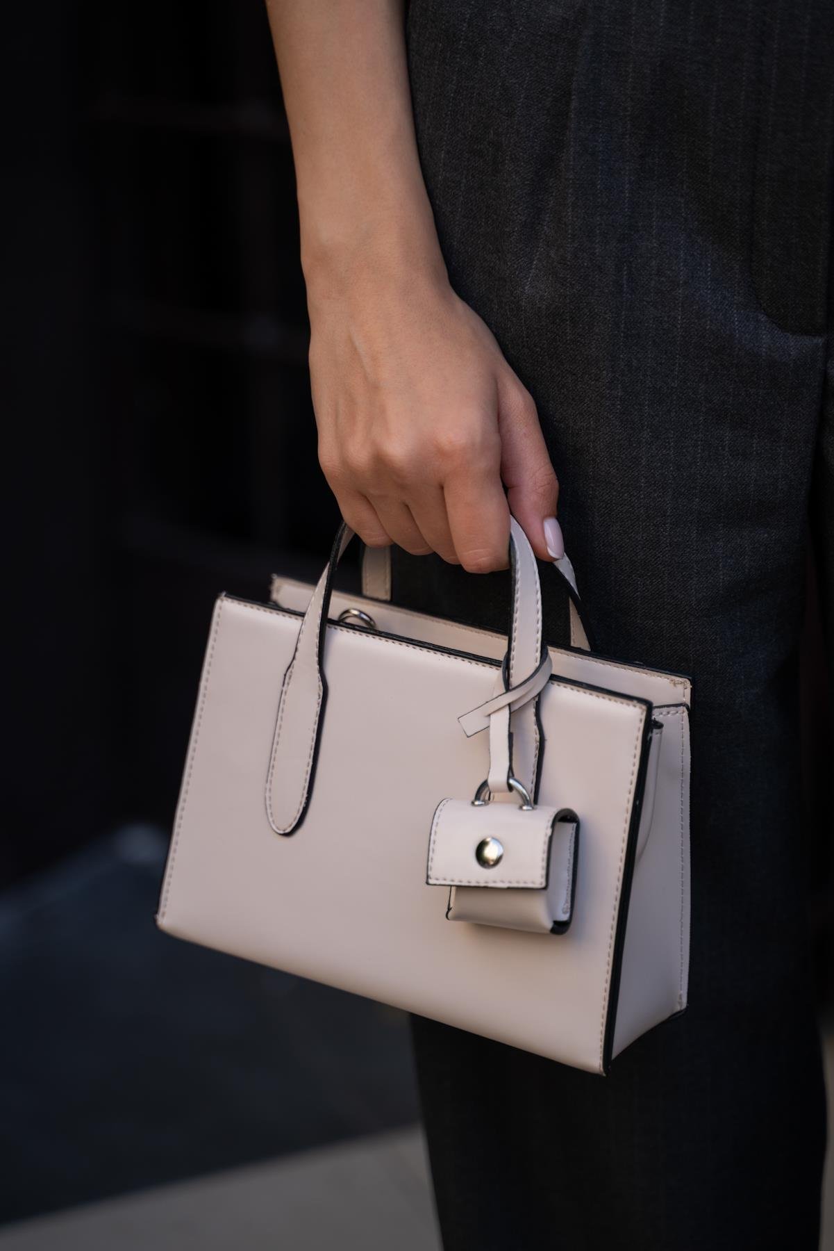 Krem Kadın Safiano Küçük Shopper Çanta