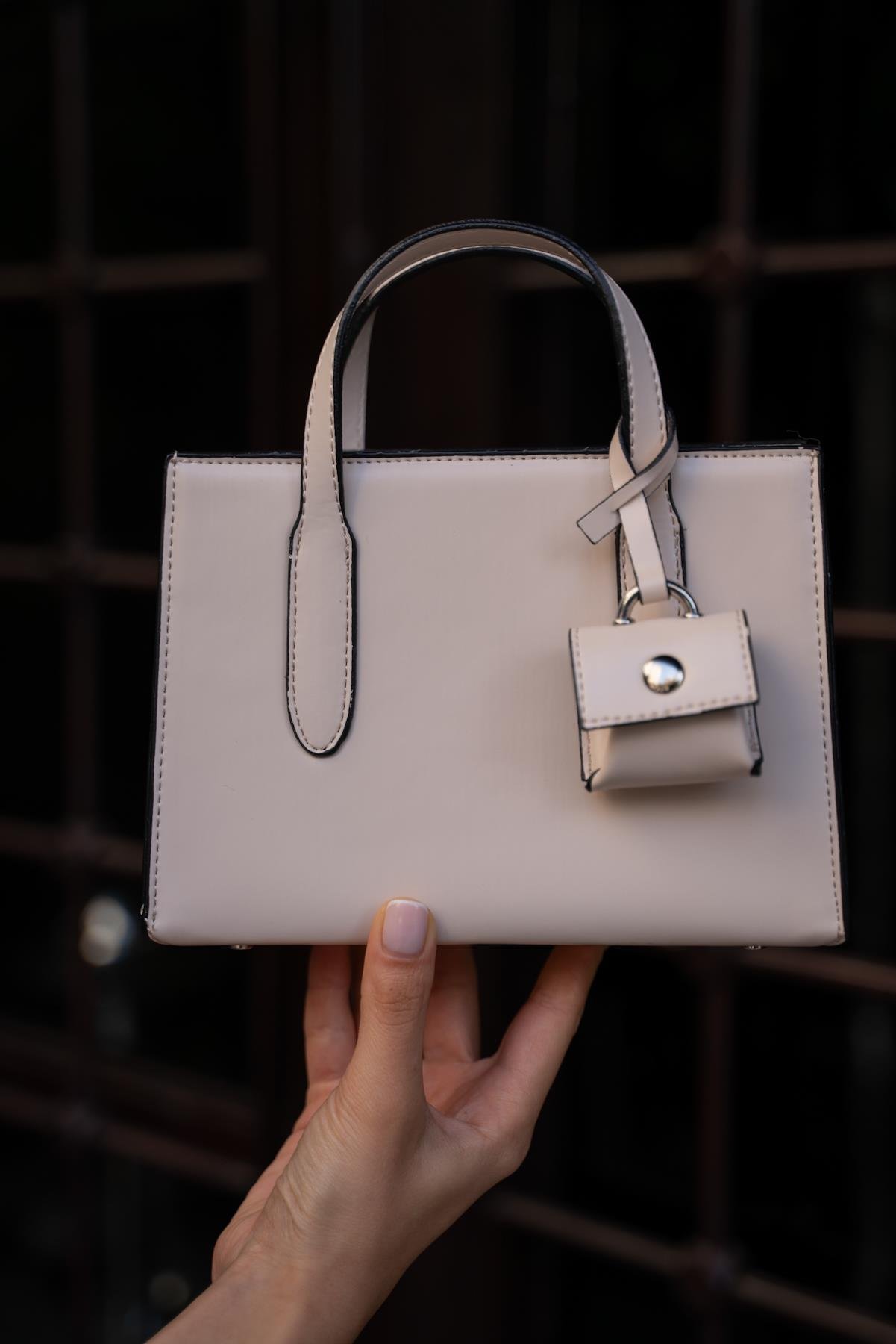 Krem Kadın Safiano Küçük Shopper Çanta