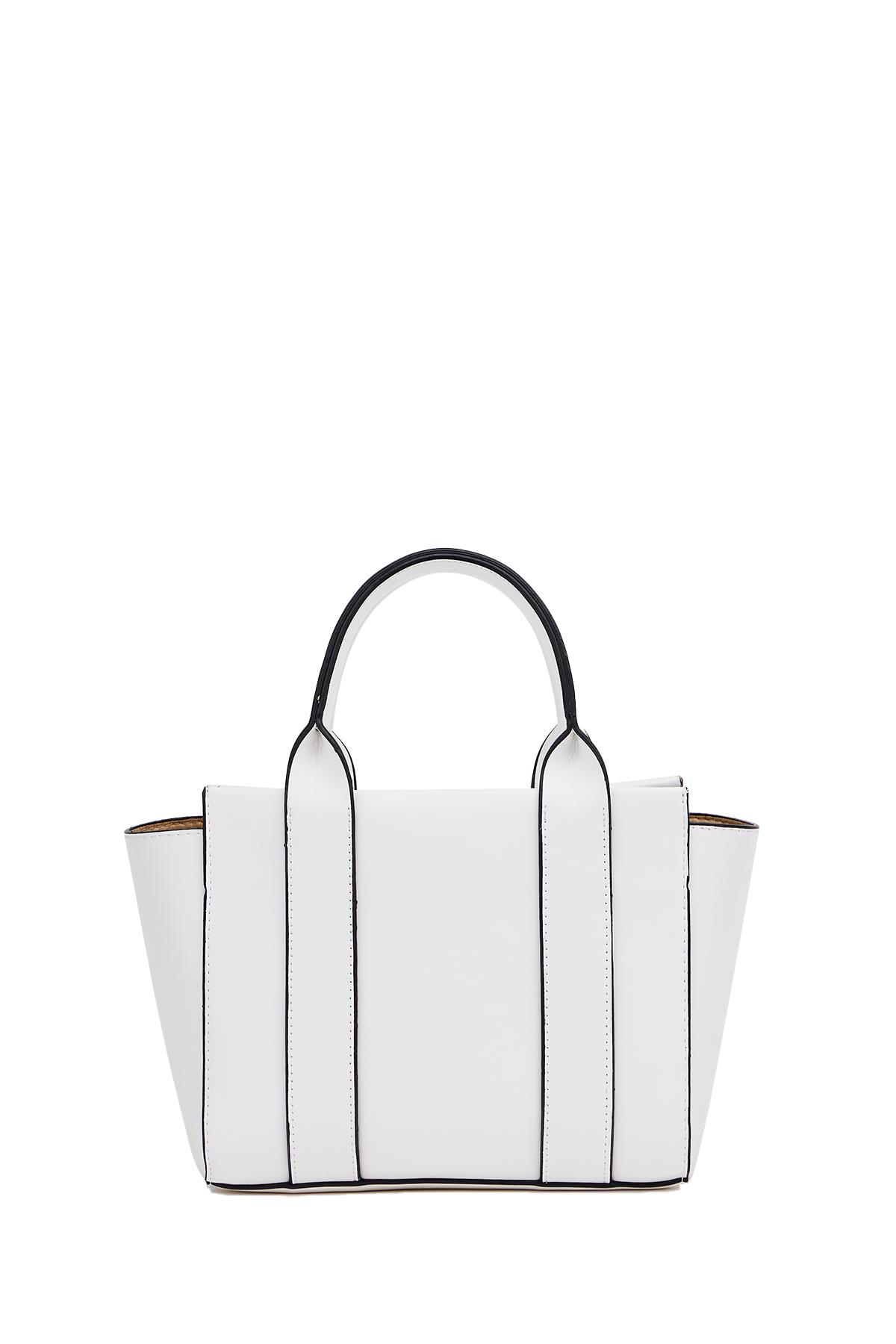 Mini Tote El ve Omuz Çantası Beyaz