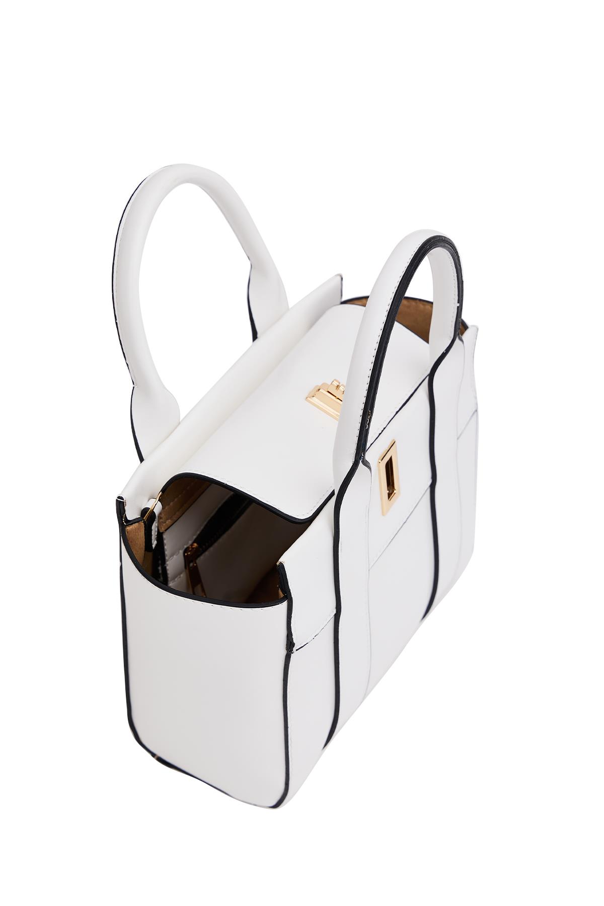 Mini Tote El ve Omuz Çantası Beyaz
