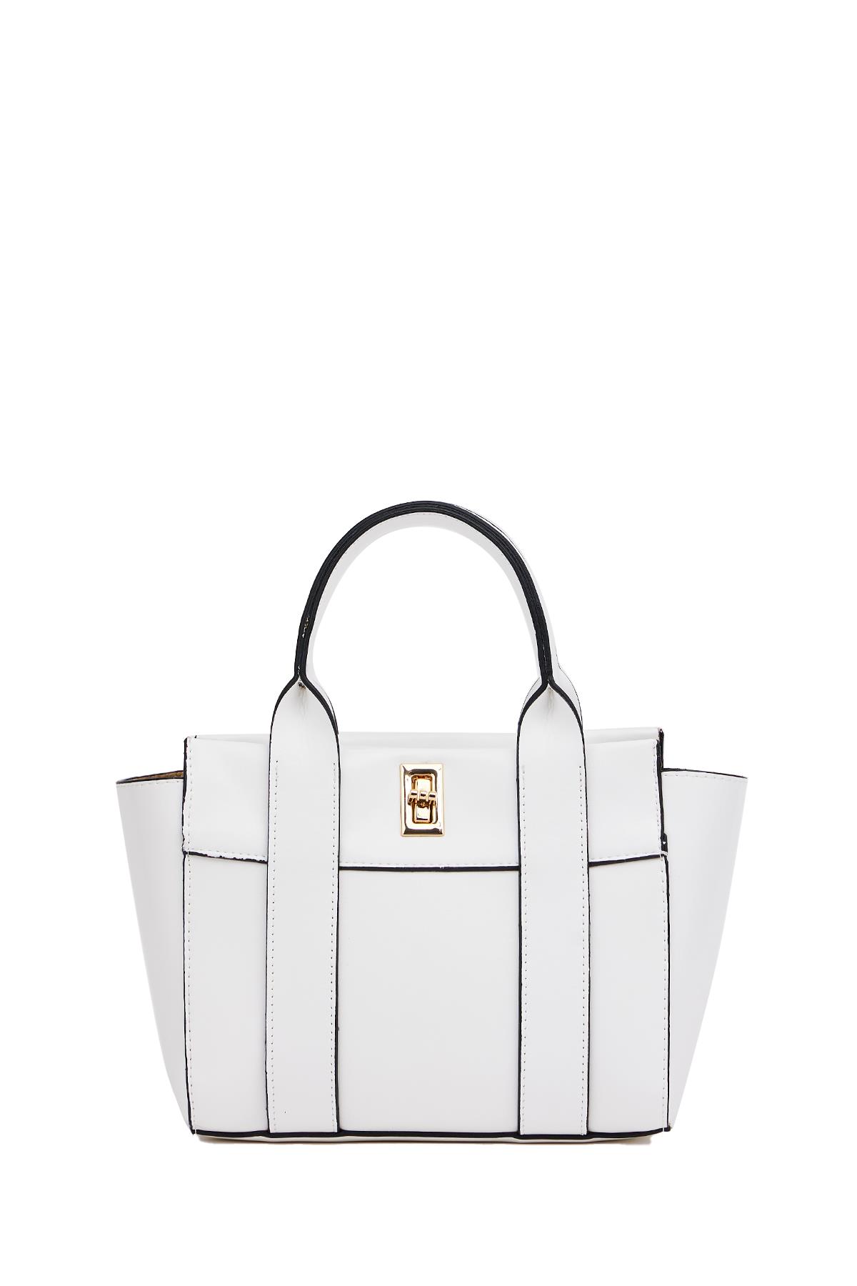 Mini Tote El ve Omuz Çantası Beyaz
