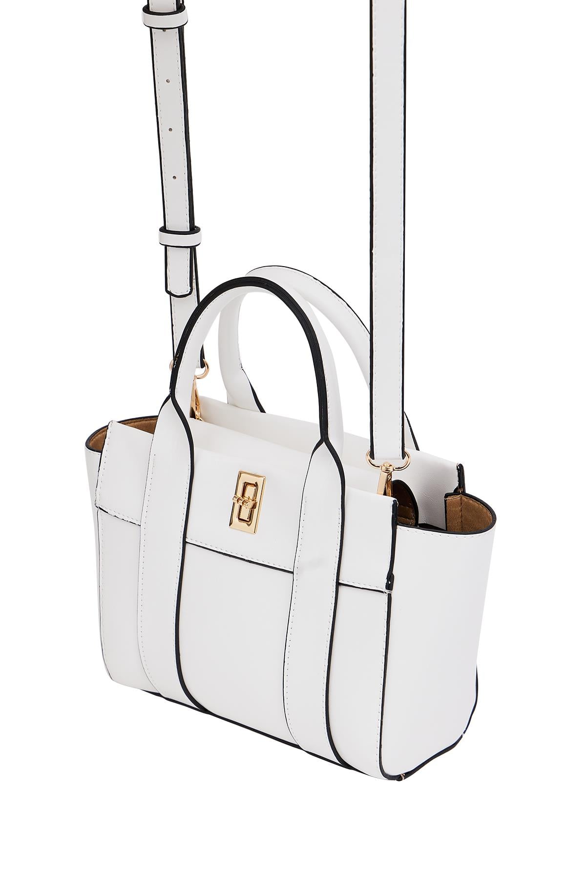 Mini Tote El ve Omuz Çantası Beyaz