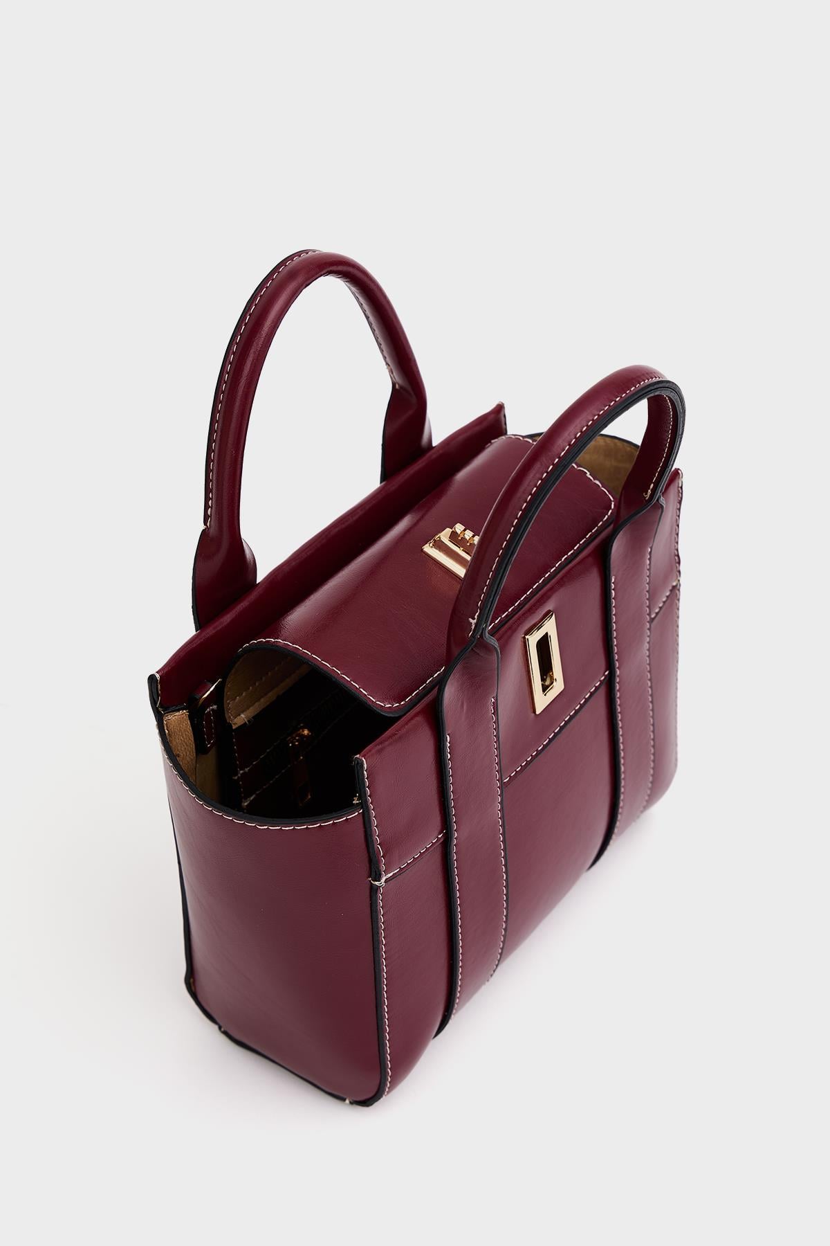Mini Tote El ve Omuz Çantası Bordo